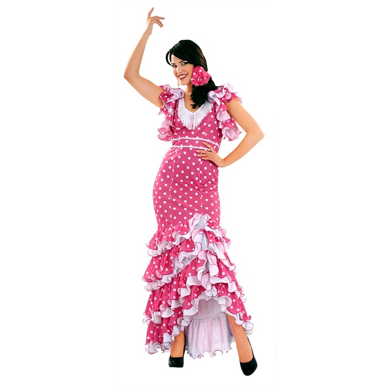 DISFRAZ DE SEVILLANA ROSA - Disfraces de flamencos y toreros,paises y  regionales para mujer