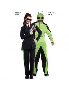 DISFRAZ DOBLE DE TRAJE NEGRO Y ALIEN PARA ADULTO 2