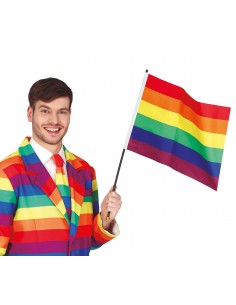Bandera con palo arcoiris...