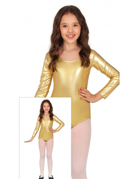 DISFRAZ MAILLOT MANGA LARGA METAL. ORO INFANTIL Guirca