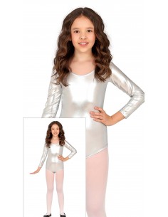 DISFRAZ MAILLOT MANGA LARGA METAL. PLATA INFANTIL Guirca