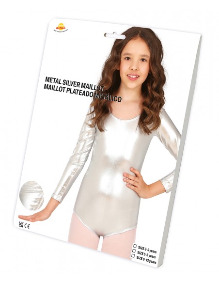 DISFRAZ MAILLOT MANGA LARGA METAL. PLATA INFANTIL Guirca