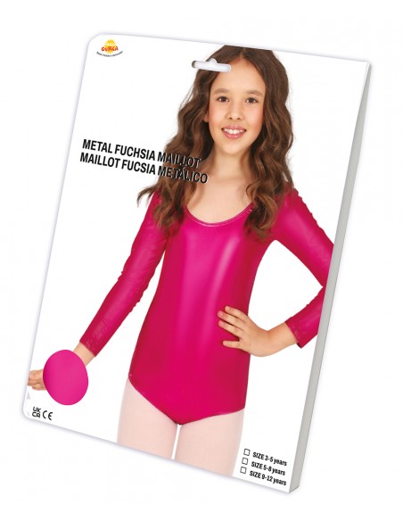 DISFRAZ MAILLOT MANGA LARGA METAL. FUCSIA INFANTIL Guirca