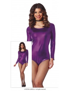 DISFRAZ MAILLOT BODY MANGA LARGA LILA METAL ADULTO