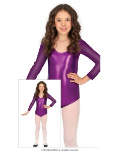 DISFRAZ MAILLOT BODY LILA METAL MANGA LARGA INFANTIL