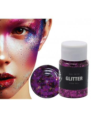 BOTE GLITTER EN GEL LILA 20 GR
