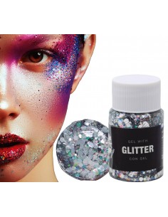 BOTE GLITTER EN GEL PLATA 20 GR