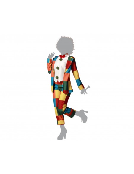 DISFRAZ PAYASA CUADROS MULTICOLOR  