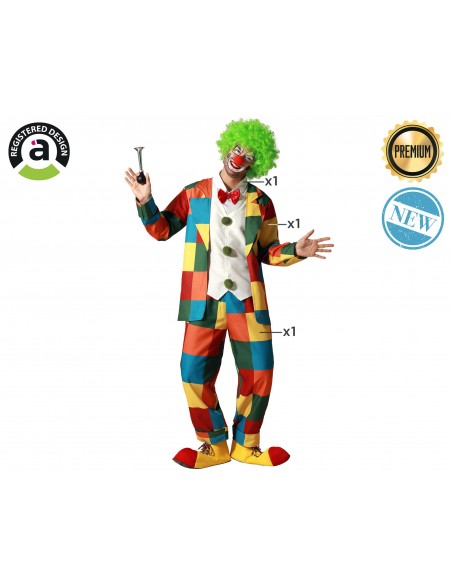 DISFRAZ PAYASO CUADROS MULTICOLOR  