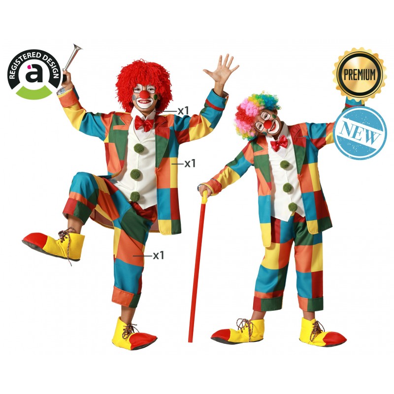DISFRAZ PAYASO CUADROS MULTICOLOR INFANTIL DISFRAZ PAYASO CUADROS MULTICOLOR INFANTIL
