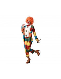 DISFRAZ PAYASA CUADROS MULTICOLOR  