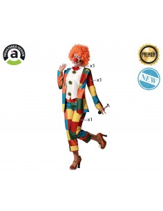 DISFRAZ PAYASA CUADROS MULTICOLOR   2