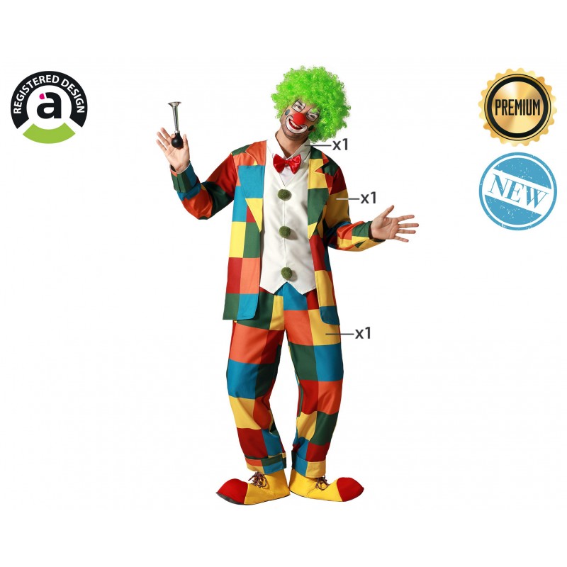 DISFRAZ PAYASO CUADROS MULTICOLOR   DISFRAZ PAYASO CUADROS MULTICOLOR