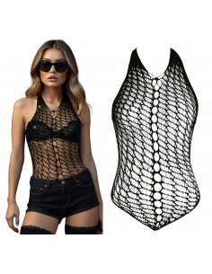 DISFRAZ BODY REJILLA NEGRO CON PEDRERIA, ADULTOS