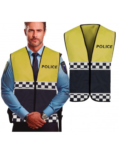 DISFRAZ CHALECO POLICIA AMARILLO, ADULTOS DISFRAZ CHALECO POLICIA AMARILLO, ADULTOS