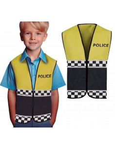 DISFRAZ CHALECO POLICIA AMARILLO, INFANTIL