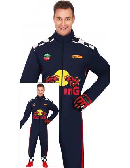 DISFRAZ PILOTO F1 AZUL, ADULTOS DISFRAZ PILOTO F1 AZUL, ADULTOS