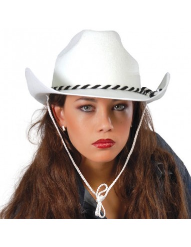 GORRO VAQUERO TERCIOPELO BLANCO