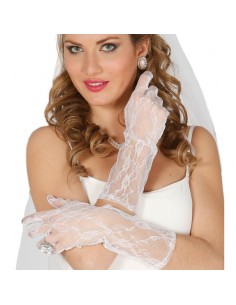 GUANTES CALADOS BLANCOS   36 CMS.