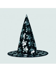 SOMBRERO BRUJA CALAVERAS tela