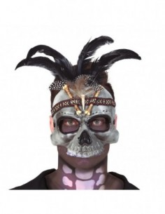MASCARA VOODOO CON PLUMAS PVC