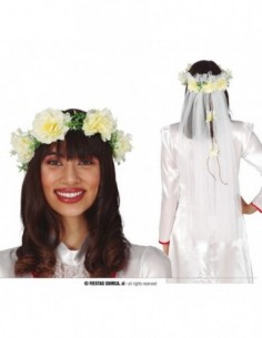 TIARA FLORES CON VELO
