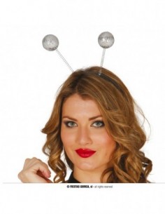 DIADEMA BOLAS ESCARCHA PLATA