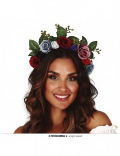 DIADEMA FLORES CON HOJAS