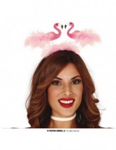 DIADEMA 2 FLAMENCOS CON PLUMAS