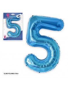 GLOBO AZUL NUMERO (5)